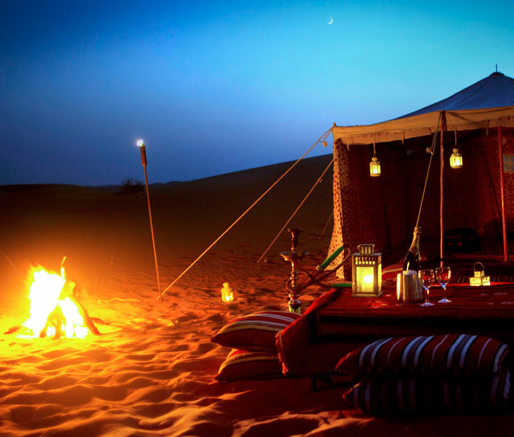 evening desert safari set up